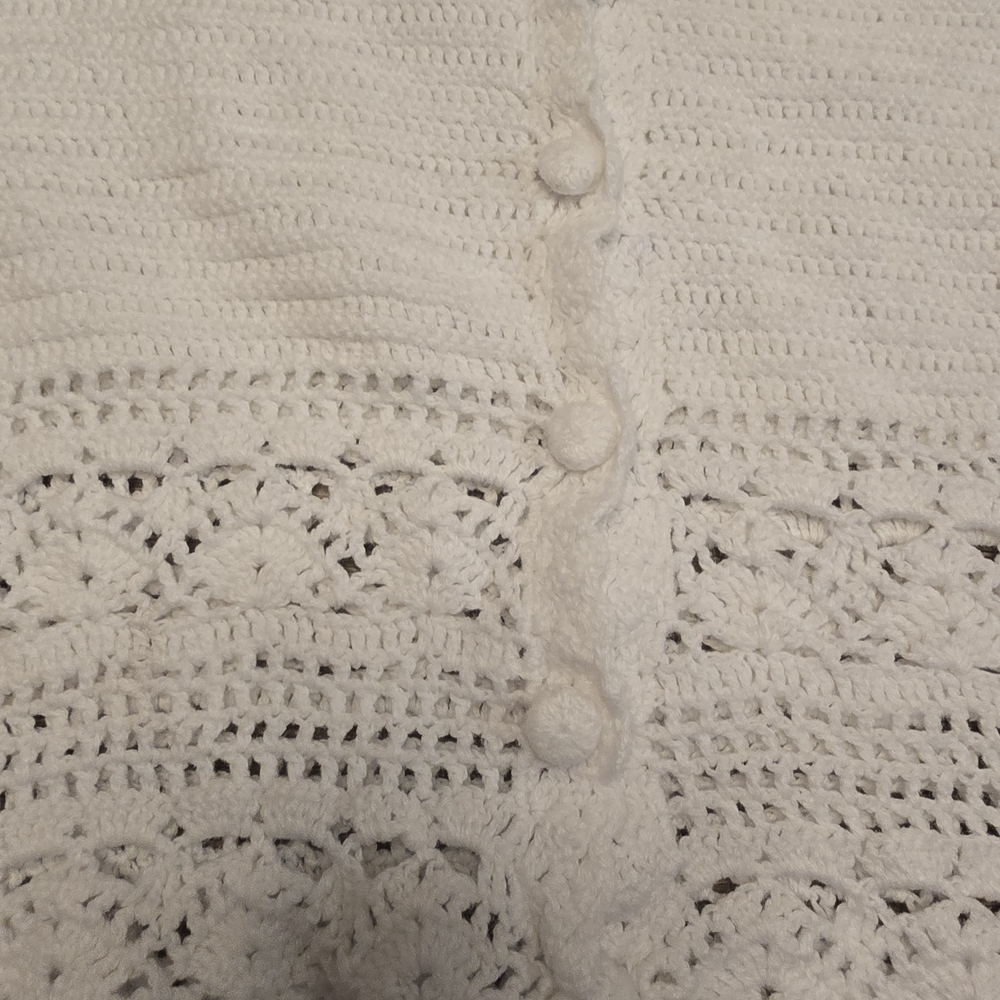 Vintage Jordache Y2K Crochet Button Cardigan Cottagecore Feminine boho Beach Med - Picture 2 of 8